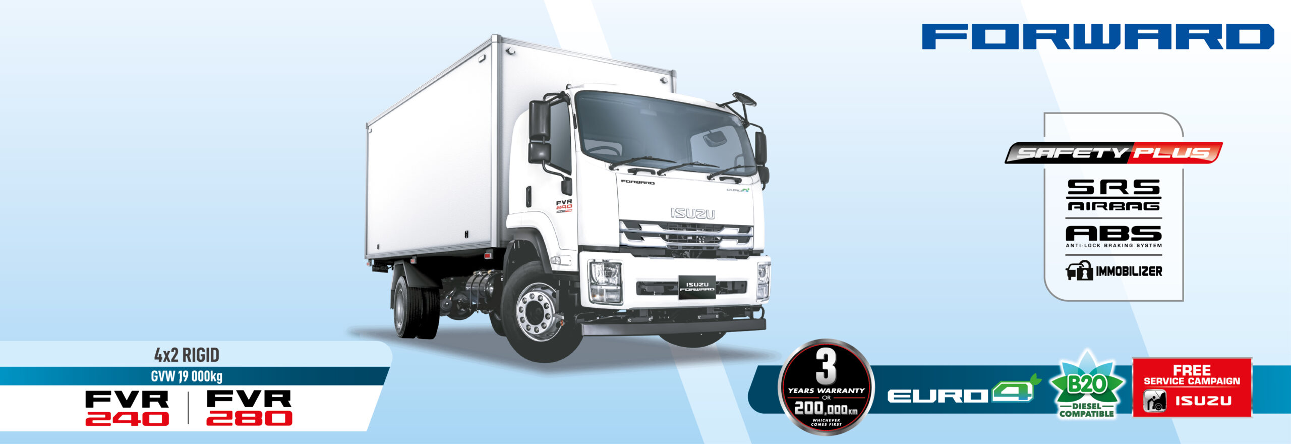 Isuzu Forward FVR240 MT / FVR280 MT (GVW 19,000 kg)