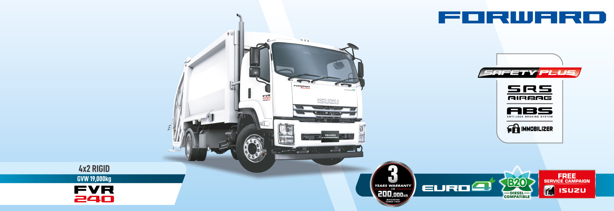 Isuzu Forward FVR240 Auto (GVW 19,000 kg)