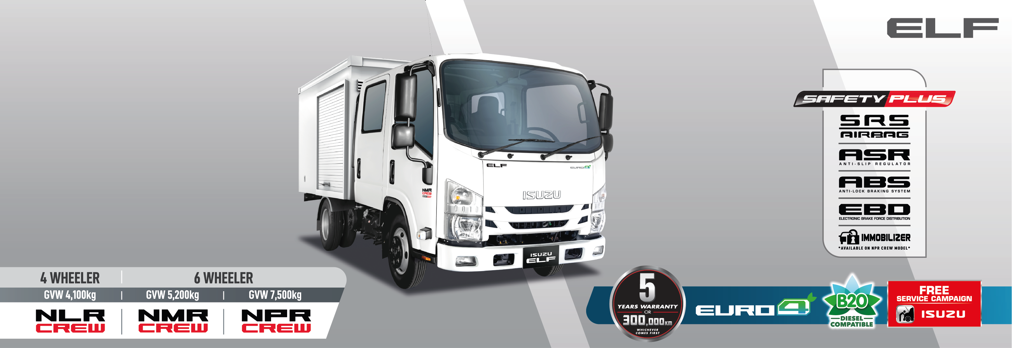 Isuzu ELF NLR Crew (GVW 4,100 kg)